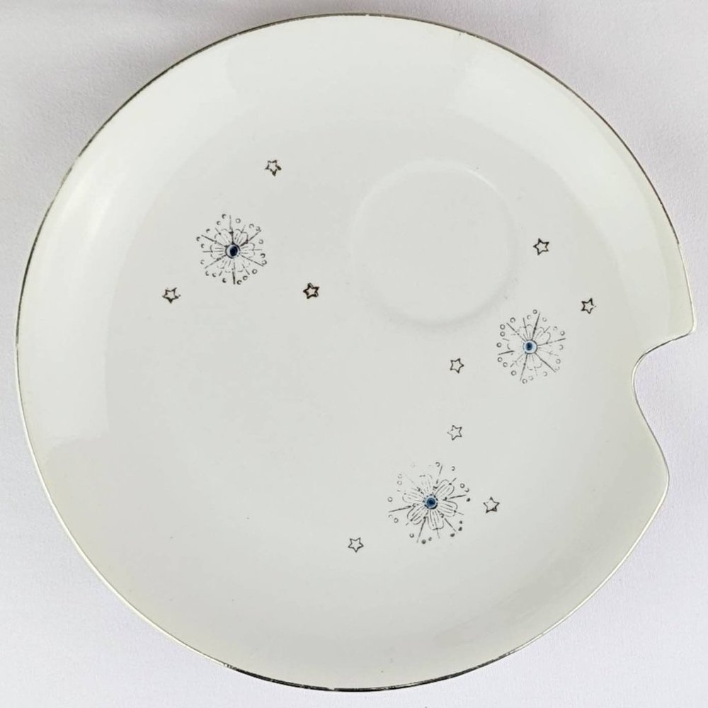 MCM 1950s Silver Trim Snack Dessert Plate Retro Summit Fine China Stardust Japan